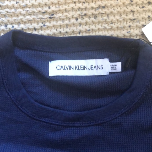 Navy blue, Waffle weave textured, Calvin Klein top, New with tags - Picture 3 of 4